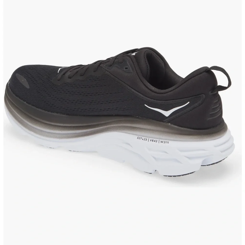 HOKA BONDI 8 Running black and white Shoe women size 12.5 2E new/no box